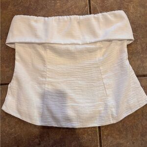 Moa Moa White Linen Like Strapless Top